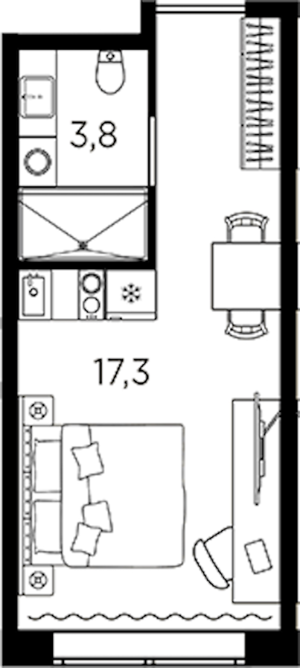 Квартира студия 21.1 м², 9/13 эт., ЖК «AVENIR Industrial»